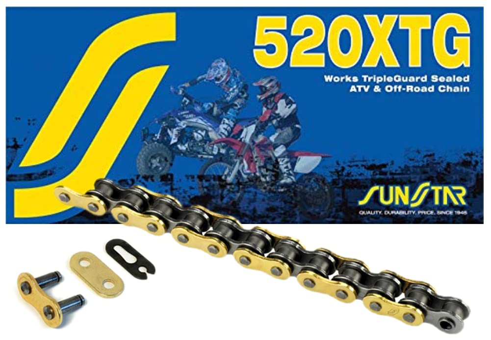 Sunstar 520 XTG Tripleguard Sealed ATV & Offroad Chain (100 Links) (Gold)