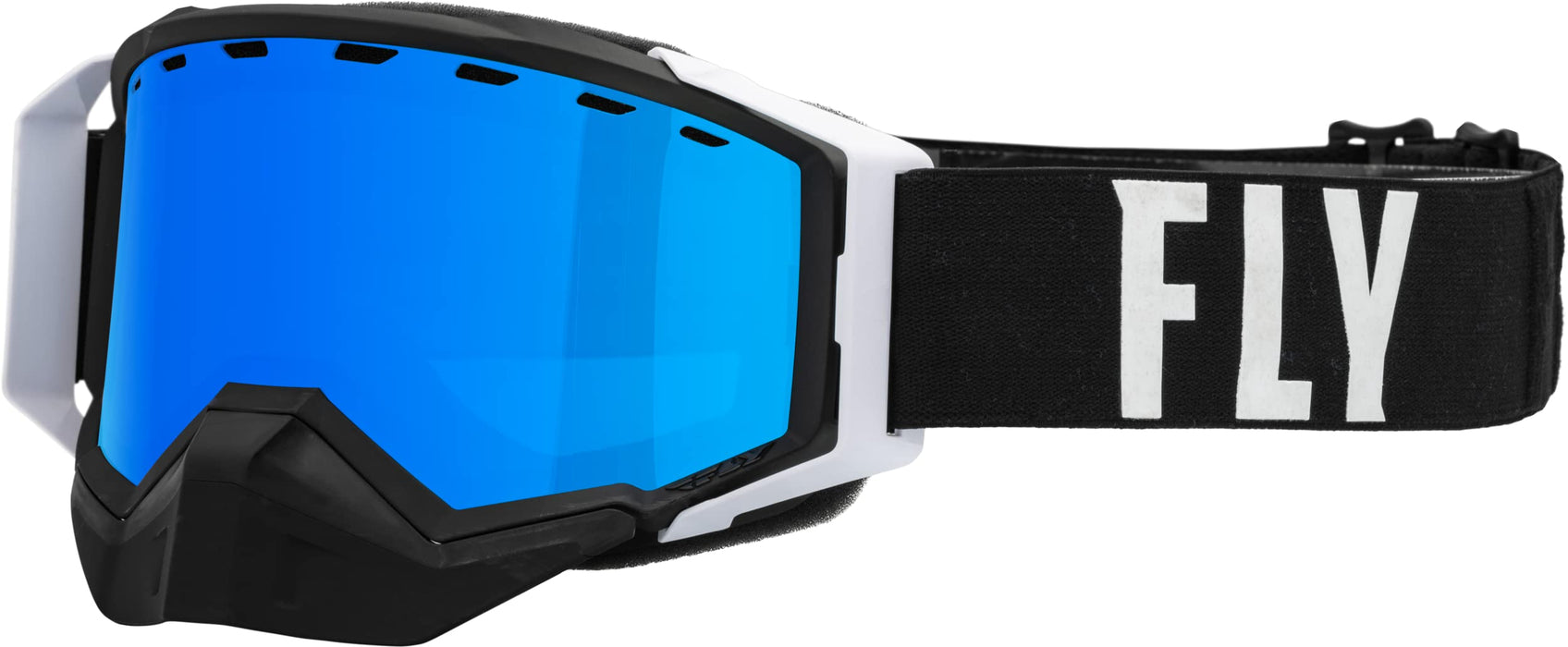 Fly Racing 2023 Zone Pro Snow Goggle (Black/White W/Blue Mirror/Polarized Smoke Lens, Adult)