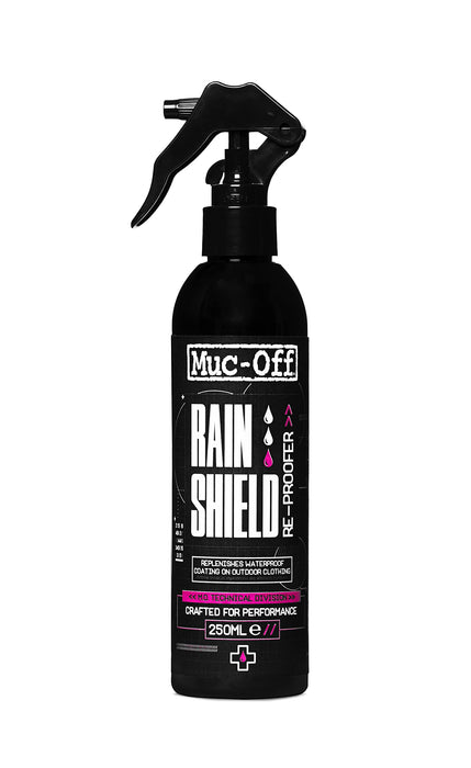 Muc-Off Rain Shield Re-Proofer, 8.5 fl oz - Waterproofing Spray for Outdoor and Technical Clothing - DWR Spray for Jackets and Coats