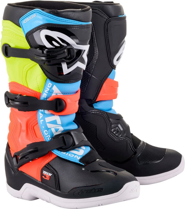 Alpinestars Tech 3S Youth Boots Blk/Ylw Fluo/Red Fluo (Size 8) (2014018-1538-8)