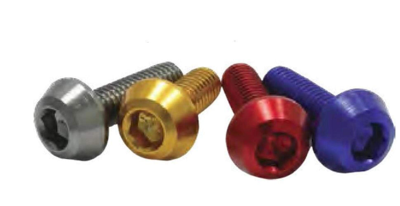 4/PC DRC ALUM M6 TAPER BOLTS 25MM TI-COLOR