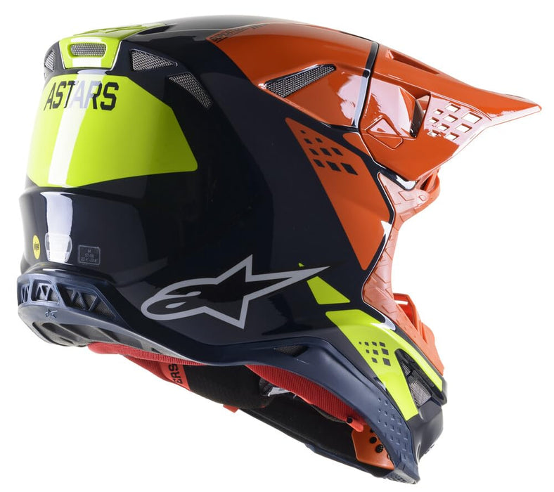 Alpinestars S.Tech S-M8 Factory Helmet Dark Blue/Orange/Ylw Fluo Lg (8302922-7445-L)