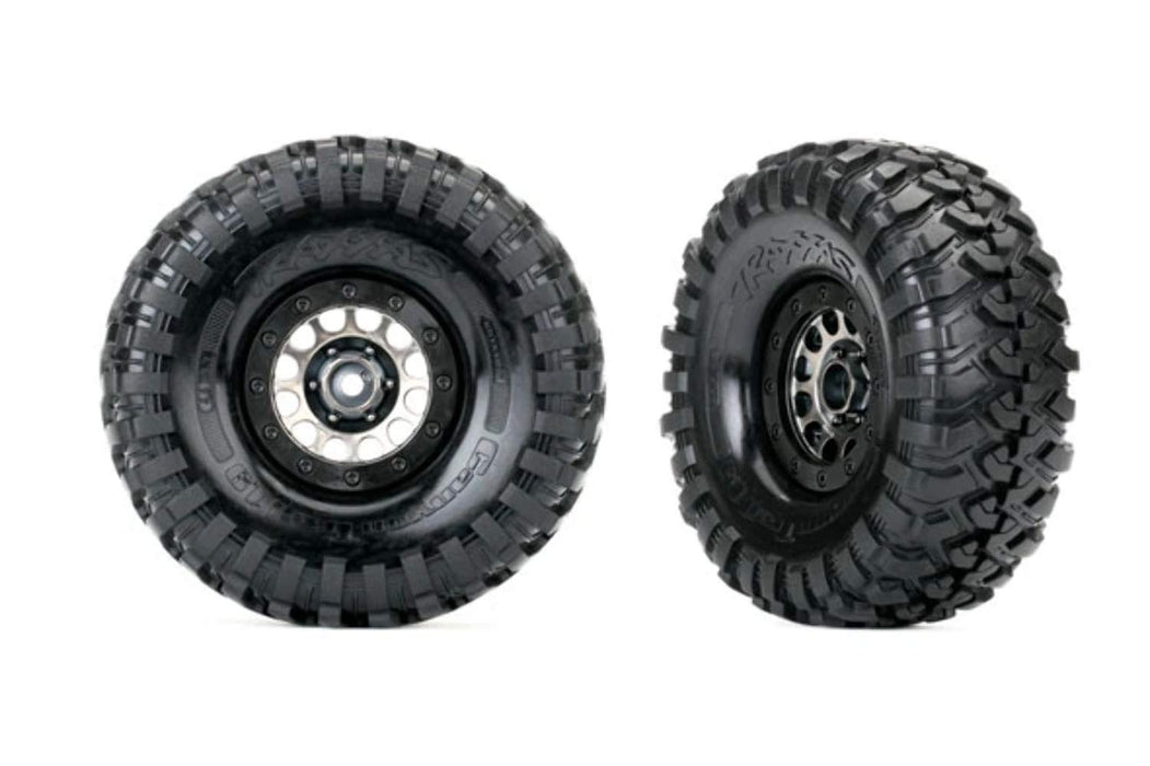 Tires and wheels assembled (Method 105 black chrome beadlock wheels Canyon Trail 1.9' tires foam inserts) (1 left 1 right)