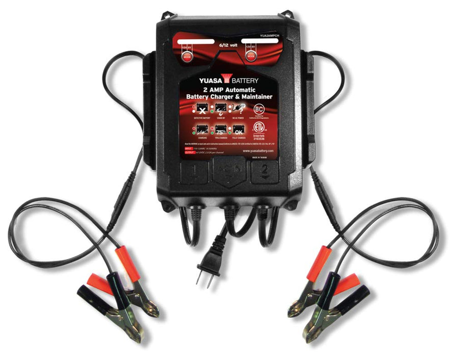 Yuasa 2 Amp Charger & Maintainer (6/12V) YUA2AMPCH