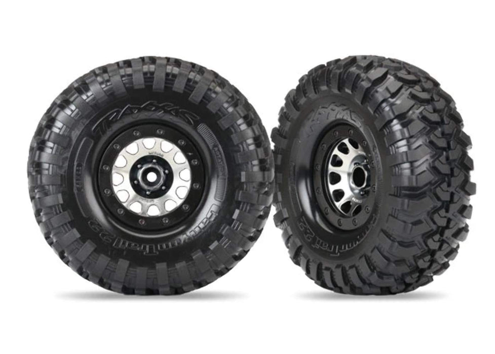 Traxxas 8172 2.2" Assembled Method 105 Chrome Beadlock Wheels with Canyon Trail Tires Black