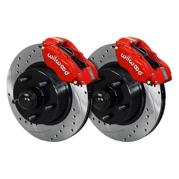 Wilwood Forged Dynalite-M Front Kit 11.30in 1 PC Rotor&Hub Drill-Red 1965-1969 Mustang Disc & Drum 140-13476-DR
