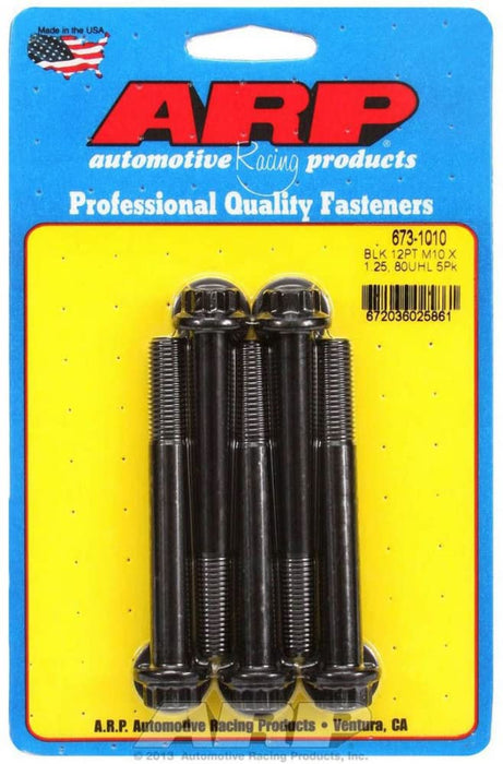 ARP M10 x 1.25 x 80 12pt Black Oxide Bolts (5/pkg) 673-1010