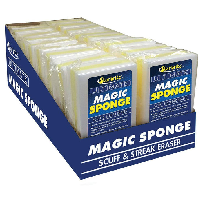 STAR BRITE Ultimate Magic Sponge 18 Pack Display - Boat Scuff Eraser Melamine Scrubber with Reinforced Core (041018)