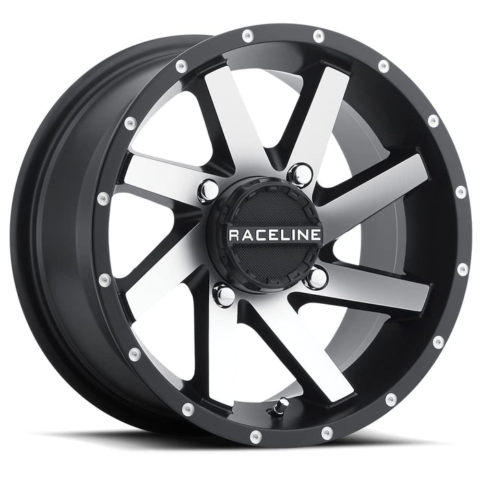 Raceline Wheels A82M TWIST UTV/ATV Wheel Black Machined Finish 14x7" 4x137", 10 mm offset/(4.39"B/S)