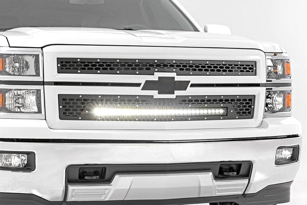 Rough Country Mesh Grille 30" Single Row Led Black Fits Chevy Silverado 1500 (14-15) 70103