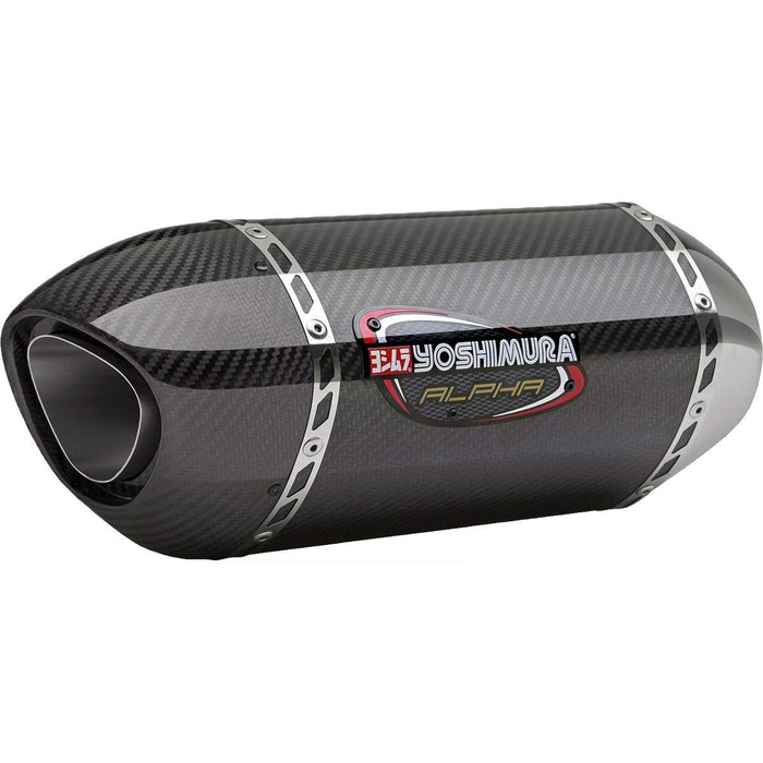 Yoshimura Alpha Slip-On Exhaust (Street/Stainless Steel/Carbon Fiber/Carbon Fiber/Works Finish) Compatible with 17-19 Suzuki SV650