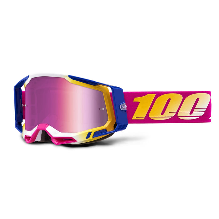 100% Racecraft 2 Mountain Bike & Motocross Goggles - MX and MTB Racing Protective Eyewear (Mission - Mirror Pink Lens)