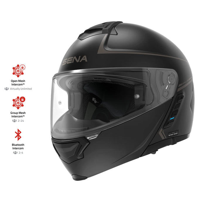 Sena Impulse DOT Flip Up Modular Bluetooth Helmet w/Sound by Harman Kardon Dual Visor Helmet with Integrated Mesh Intercom System / MP3 / Voice Dial (Matte Black, X-Large)