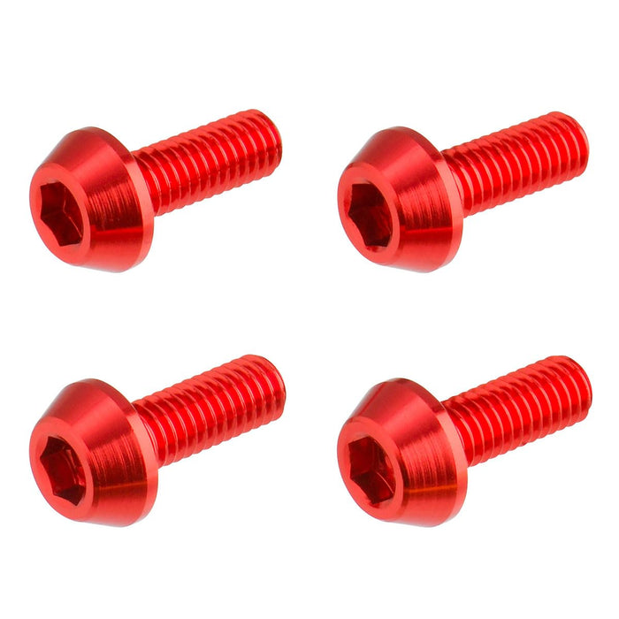 4/PC DRC ALUM M6 TAPER BOLTS 16MM RED