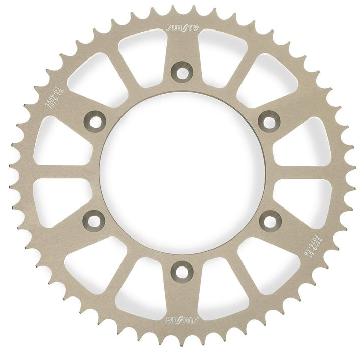 Sunstar Aluminum Rear Sprocket (520 / 49T) (Silver) Compatible with 03-18 Yamaha YZF-R6