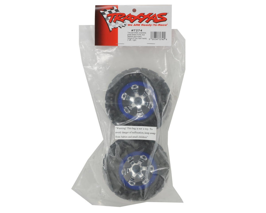 Traxxas 7274 Canyon AT 2.2" Tires on Geode Wheels Blue Bead lock 1/16 Summit 446-Pack