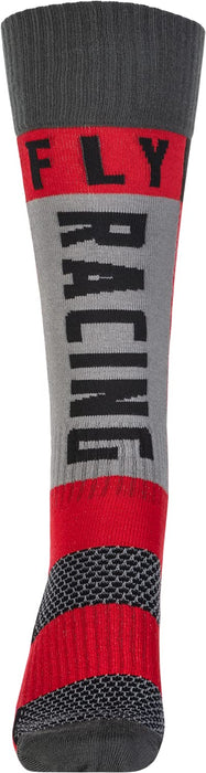 Fly Racing 2022 MX Riding Socks (Thick Red/Grey, LG/XL)