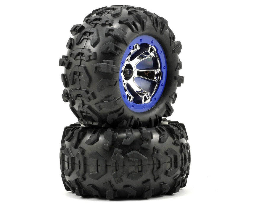 Traxxas 7274 Canyon AT 2.2" Tires on Geode Wheels Blue Bead lock 1/16 Summit 446-Pack