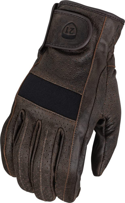 Highway 21 Jab Perforated Men'S Street Motorcycle Gloves Brown/Large 489-0043L