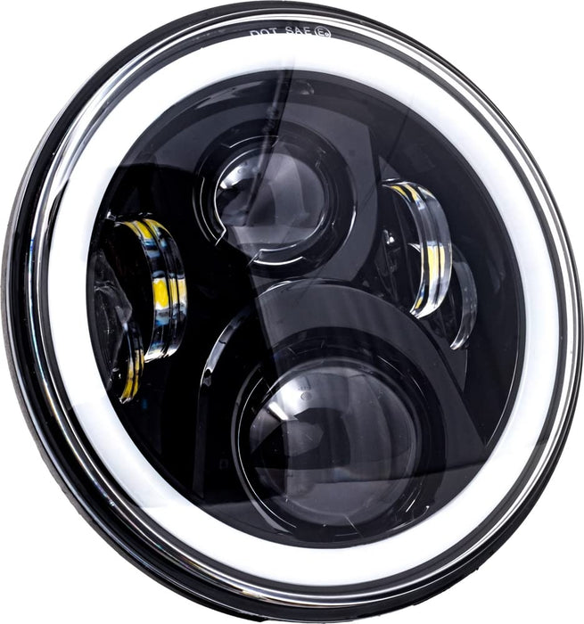 Letric Lighting Co. LLC-LHC-7DB 7in. Premium Wide-Array LED Headlight with Full-HALO - Black