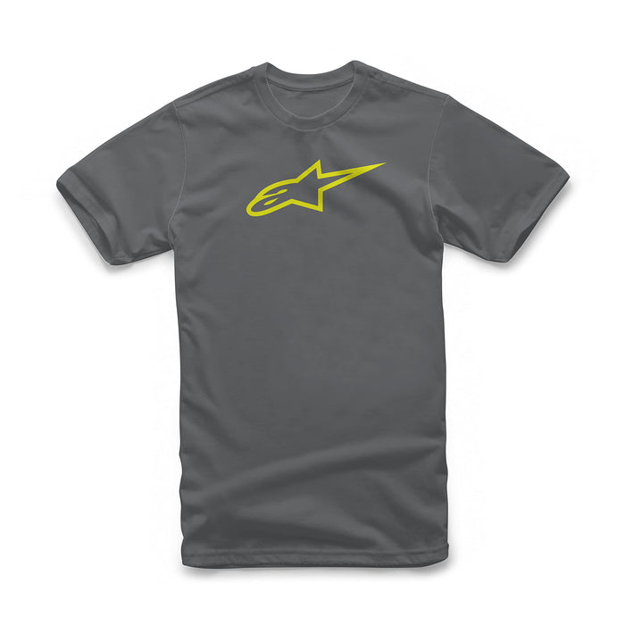 Alpinestars 1032-72030-1855-S Ageless Tee Charcoal/Hi Vis Yellow Sm