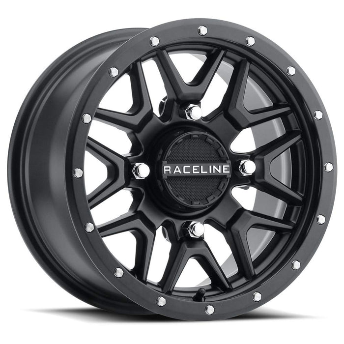 Raceline Krank Wheel-15x7-5+2 Offset-4/156 Black Wheel with Aluminum (15 x 7. inches /1 x 1 mm, 10 mm Offset)