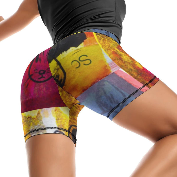 High Waisted Biker Shorts for Women - Buttery Soft Yoga Workout Printed ShortsGraffiti