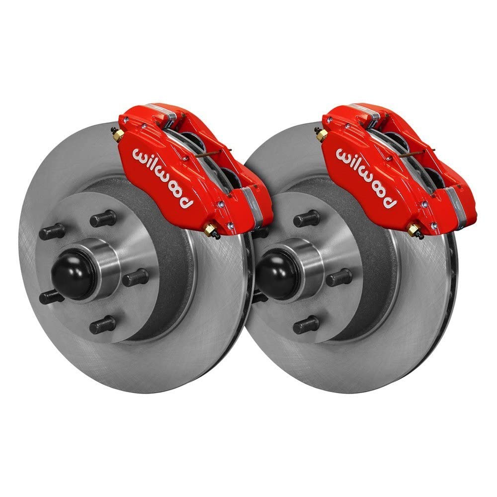 Wilwood Forged Dynalite-M Front Kit 11.30in 1 PC Rotor&Hub Red 1965-1969 Mustang Disc & Drum Spindle 140-13476-R