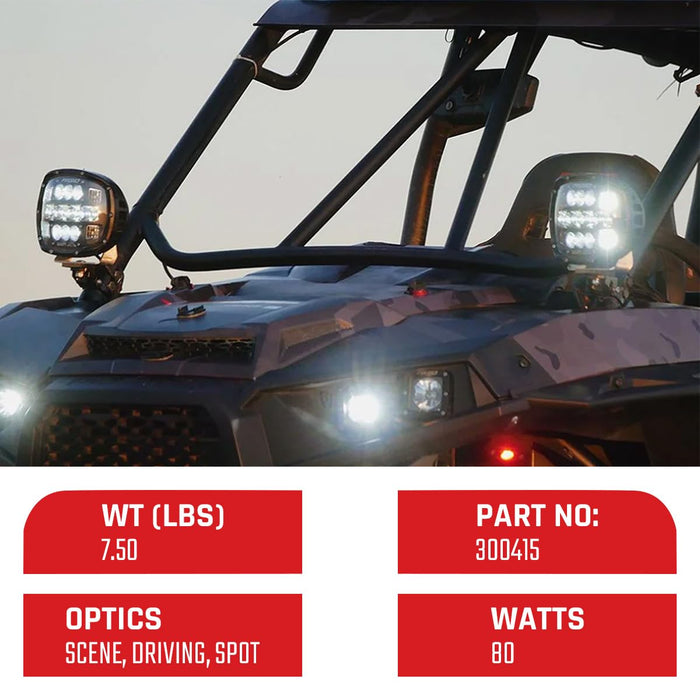 Rigid Industries - Adapt XP Extreme Powersports LED Light with 3 Optic Lighting Zones, Driving Lights, LED Lights, Off Roading Driving Lights, Fits Trucks, UTV, ATV, Pickup Truck, and SUV (2 Lights)