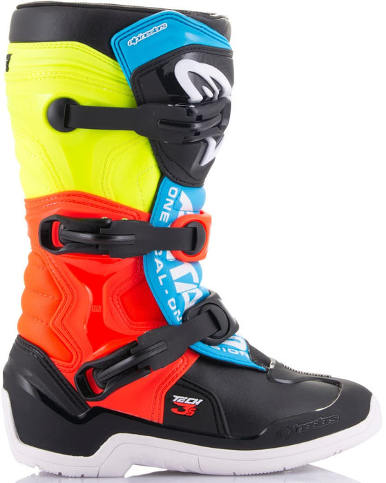 Alpinestars Tech 3S Youth Boots Blk/Ylw Fluo/Red Fluo (Size 8) (2014018-1538-8)