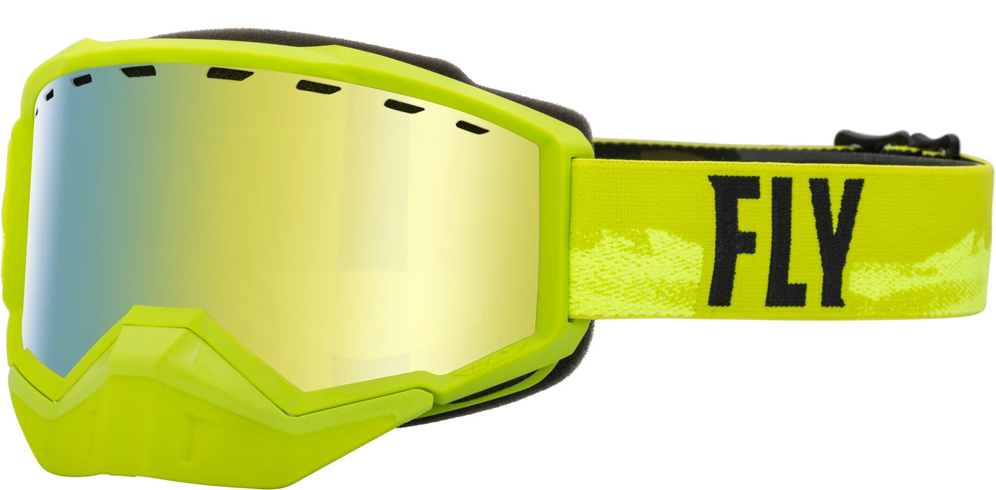 Fly Racing 2023 Focus Snow Goggle (Green/Black W/Gold Mirror/Yellow Lens, Adult)