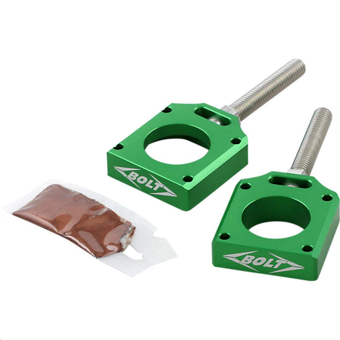 Bolt MC Hardware CHAD-KX2.GR Kawasaki KXF Chain Adjuster Blocks, Green