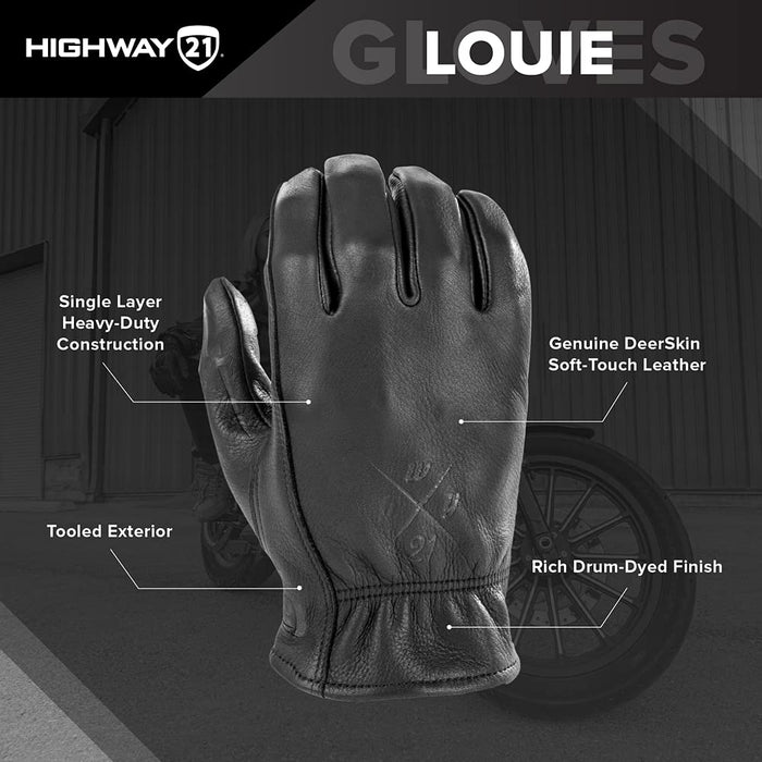 Highway 21 Men's Motorcycle Louie Gloves (Black/Tan, 5X-Large)