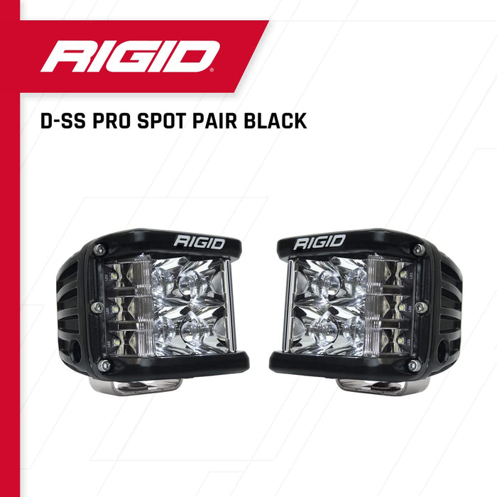 RIGID INDUSTRIES D-SS PRO Side Shooter LED Light (Spot) Pair Black, Mount, Black Housing