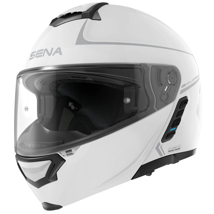 Sena Impulse DOT Flip Up Modular Bluetooth Helmet w/Sound by Harman Kardon Dual Visor Helmet with Integrated Mesh Intercom System / MP3 / Voice Dial (Gloss White, Small)