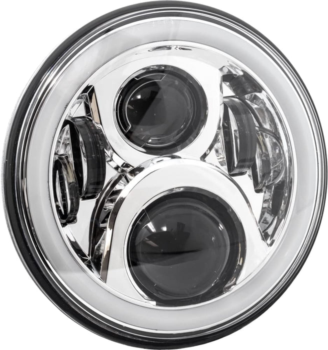 Letric Lighting Co. LLC-LHC-7DC 7in. Premium Wide-Array LED Headlight with Full-HALO - Chrome