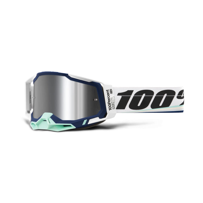 100% Racecraft 2 Mountain Bike & Motocross Goggles - MX and MTB Racing Protective Eyewear (Arsham - Mirror Silver Flash Lens)