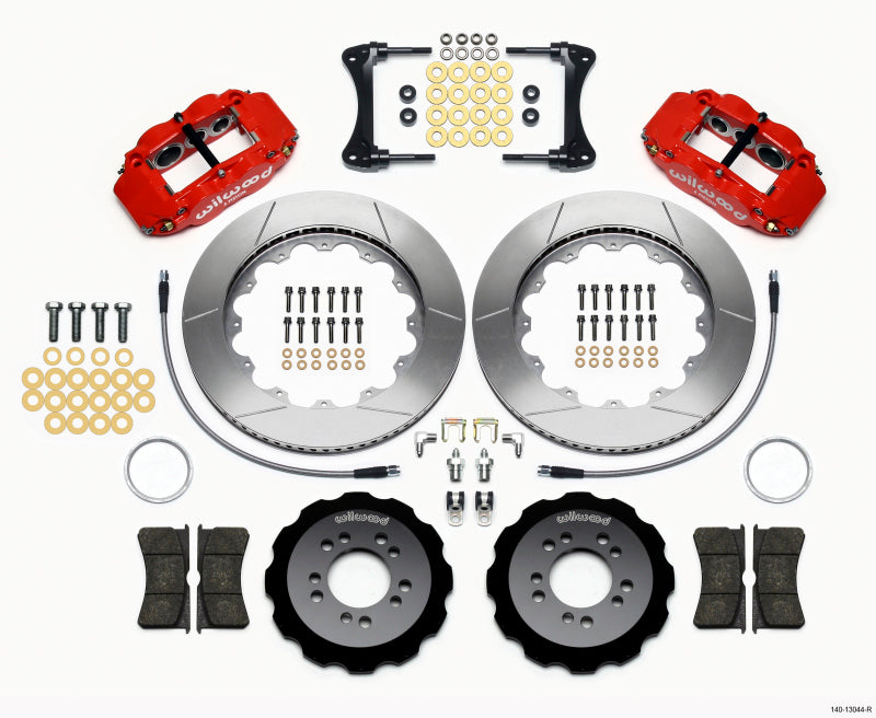 Wilwood Narrow Superlite 6R Front Hat Kit 14.00in Red 2008-up Hyundai Genesis Coupe w/Lines 140-13044-R