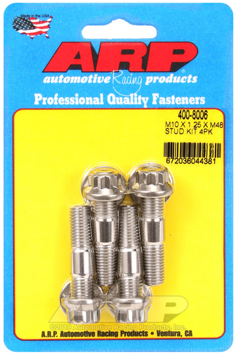 ARP M10 x 1.25 x 48mm Broached 4 Piece Stud Kit 400-8006