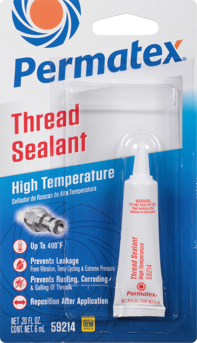 Permatex 59214 High Temperature Thread Sealant, 6 ml Tube, Pack of 1