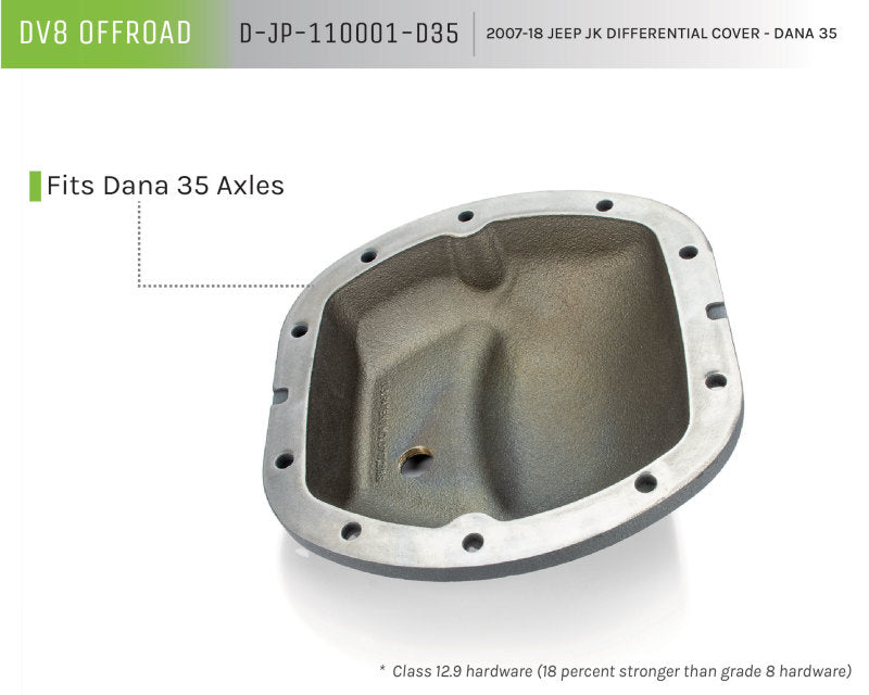 DV8 Offroad HD Dana 35 Diff Cover Cast Iron Gray Powdercoat D-JP-110001-D35