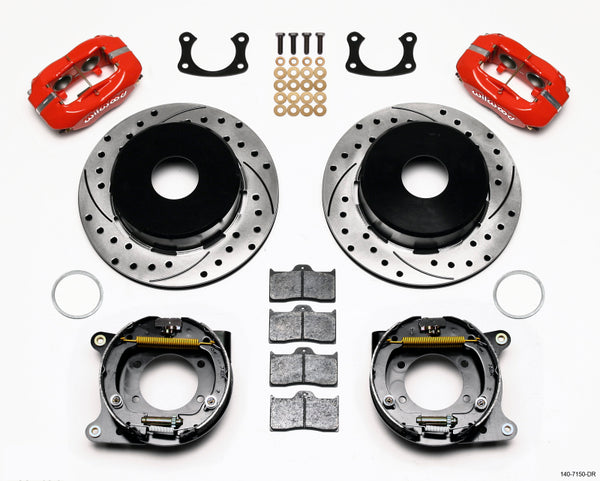 Wilwood Forged Dynalite P/S Park Brake Kit Drilled Red Big Ford New 2.50in Offset Currie Blank 140-7150-DR
