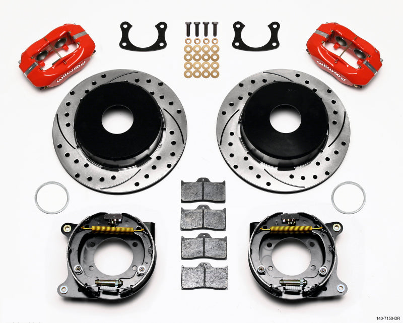 Wilwood Forged Dynalite P/S Park Brake Kit Drilled Red Big Ford New 2.50in Offset Currie Blank 140-7150-DR