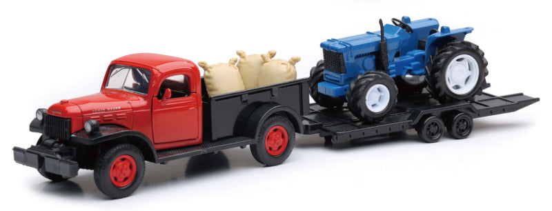 New Ray Toys 1946 Compatible with Dodge Power Wagon with Farm Tractor/ Scale 1:32 SS-54296B