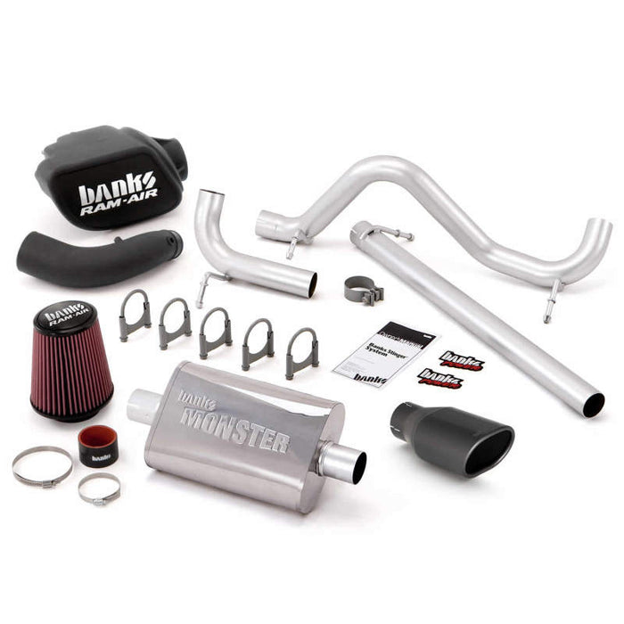 Banks Power 07-11 compatible with Jeep 3.8L Wrangler 2dr Stinger Sys (no AutoMind) SS Single Exh w/ Black Tip 51338-B