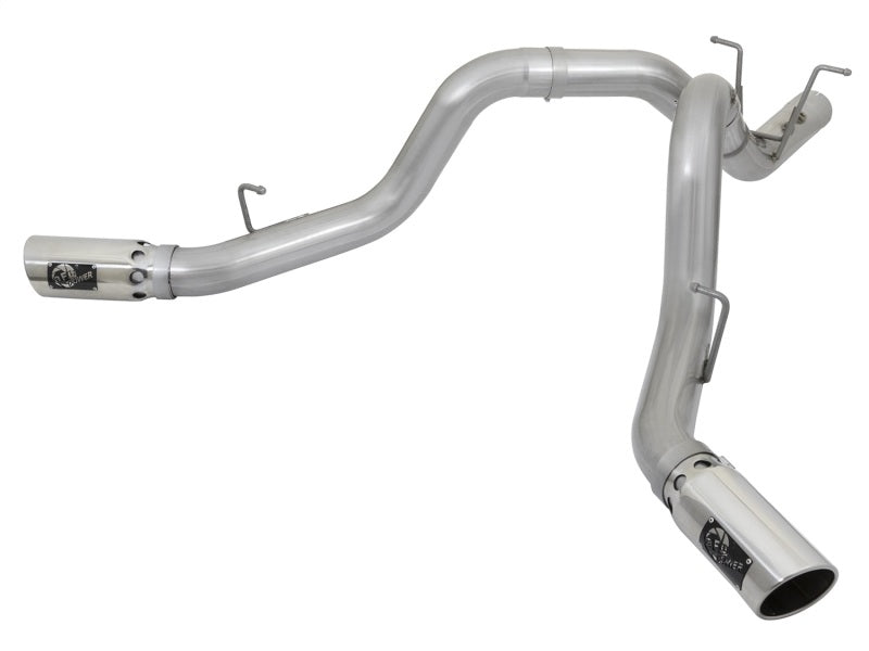 aFe ATLAS 4in DPF-Back Alum Steel Exhaust System w/Dual Exit Polished Tip 2017 GM Duramax 6.6L (td) 49-04086-P