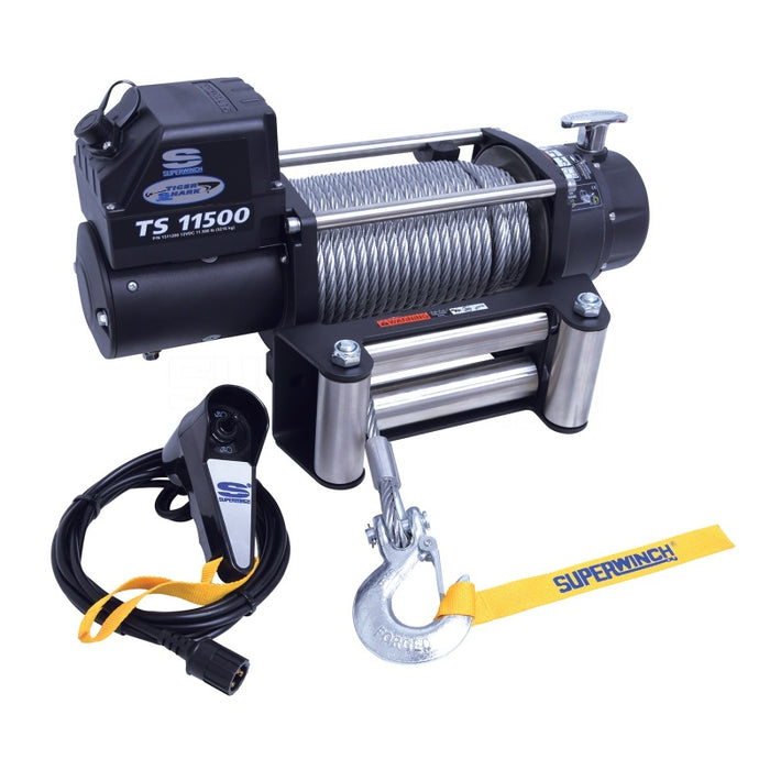 Superwinch 11500 LBS 12V DC 3/8in x 84ft Steel Rope Tiger Shark 11500 Winch 1511200