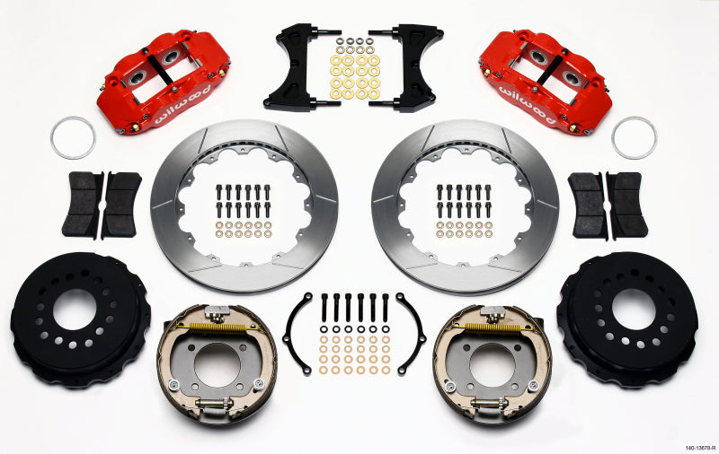 Wilwood Narrow Superlite 4R Rear P-Brk Kit 12.88in Red Chevy 12 Bolt w/ C-Clips 140-13678-R