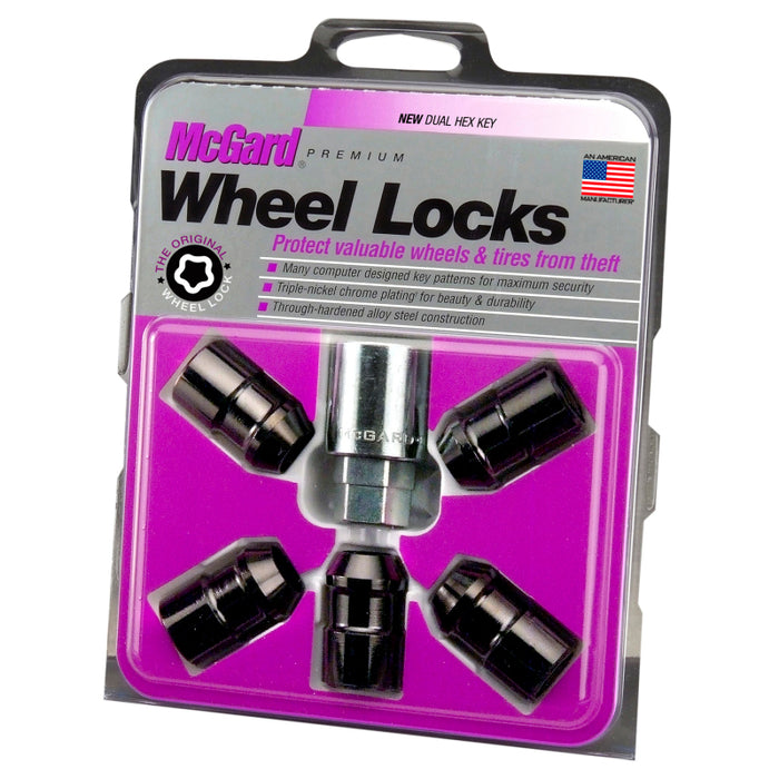 McGard Wheel Lock Nut Set 5pk. (Cone Seat) 1/2-20 / 3/4 &13/16 Dual Hex / 1.46in. Length Black 24548