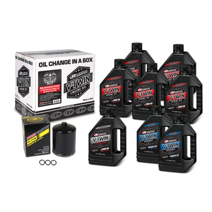 Maxima V-Twin Oil Change Kit Synthetic w/ Black Filter Milwaukee-Eight 90-129018PB